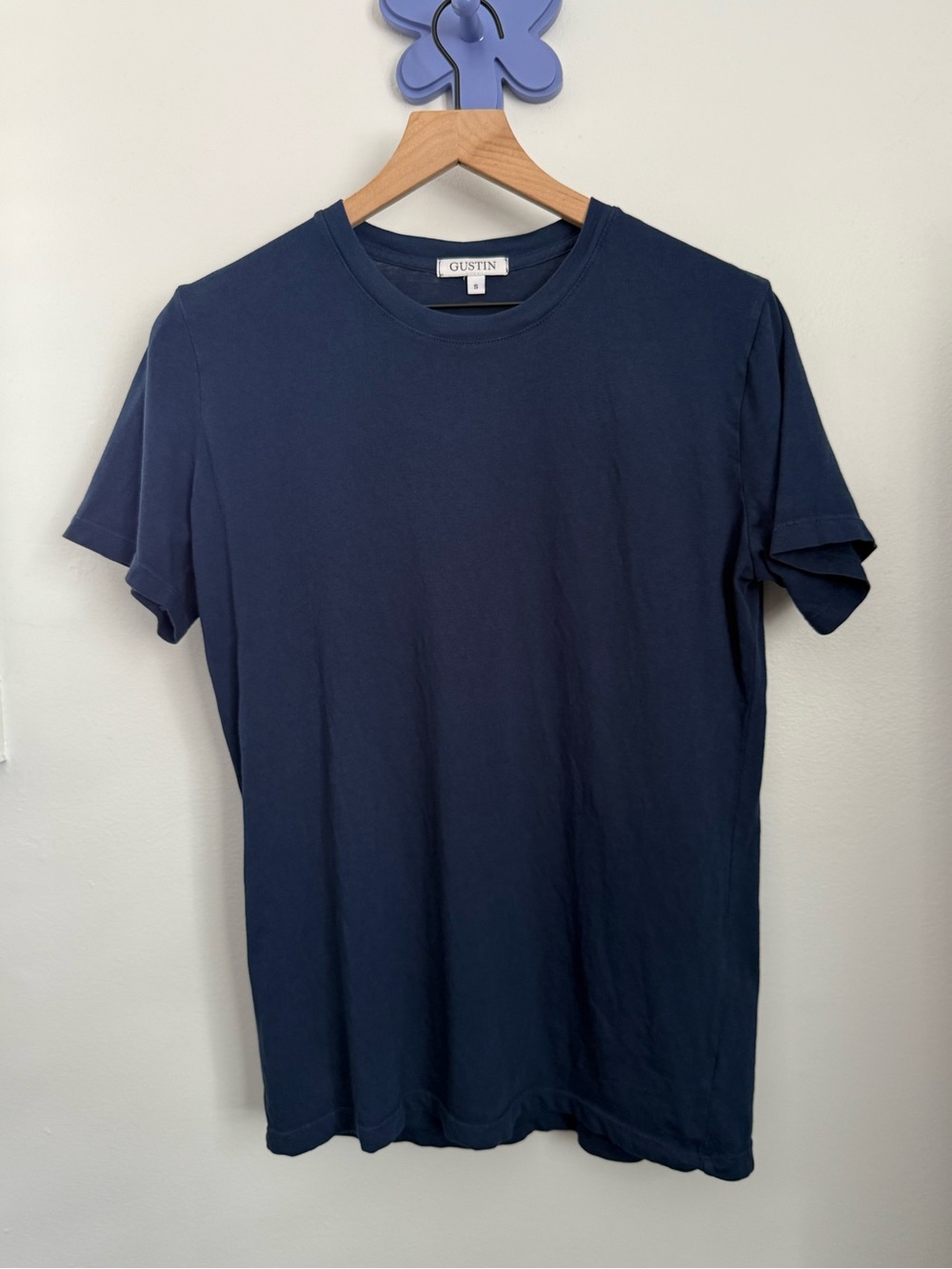 Gustin Small Lightweight T-Shirt Navy Cotton New Neck Short Sleeve